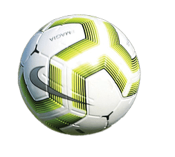A white and green soccer ball